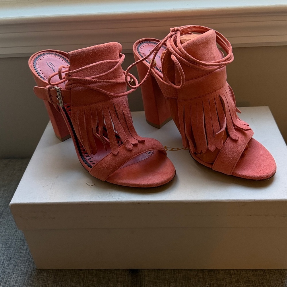 Santoni Fringe Heeled Sandals 38.5
